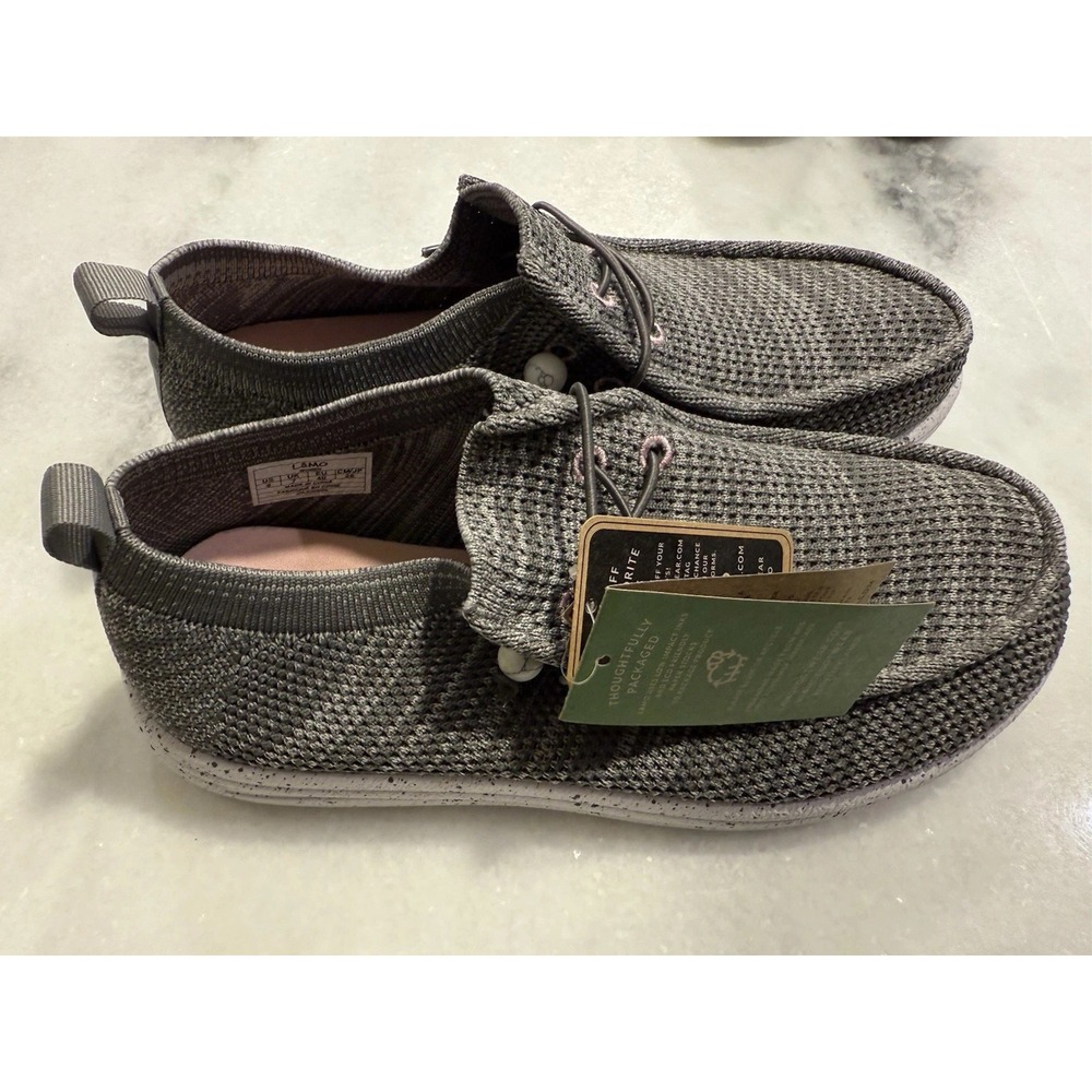 Lamo Piper Slip On Shoes‎ Womens 9 Grey Knit Bungee Lace Comfort Loafers NEW
